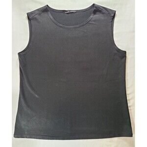 Black Polyester Tank Top Medium | Sleeveless Stretch Basic Layering Shirt